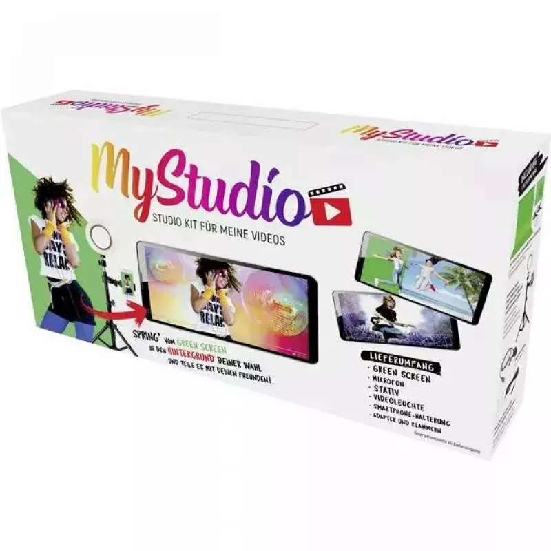 Greenscreen EASYPIX MyStudio 62020 draagbaar licht – opvouwbare achtergrond voor foto en video