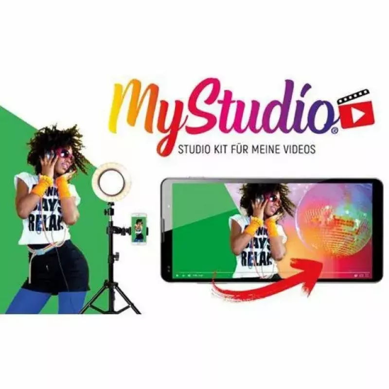 Greenscreen EASYPIX MyStudio 62020 draagbaar licht – opvouwbare achtergrond voor foto en video