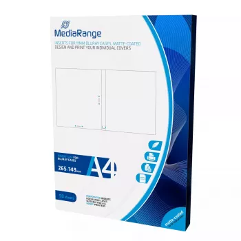 MediaRange MRINK123 Blu-ray-hoesinlays, 265 x 149 mm, 130 g/m², mat wit, 50 vellen