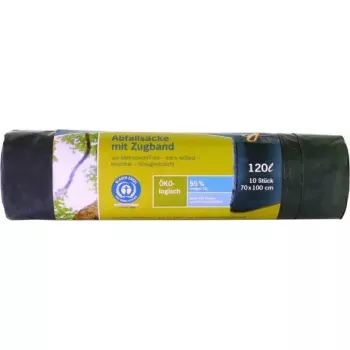 Vuilniszakken Secolan 120L grijs trekband extra sterk 1x10