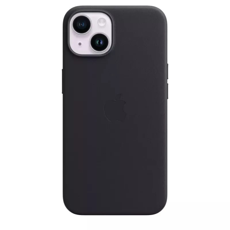 Hoes Apple iPhone 14 leren case met MagSafe middernacht zwart