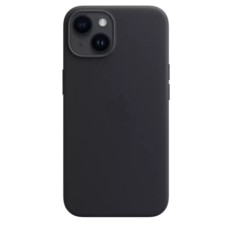 Hoes Apple iPhone 14 leren case met MagSafe middernacht zwart