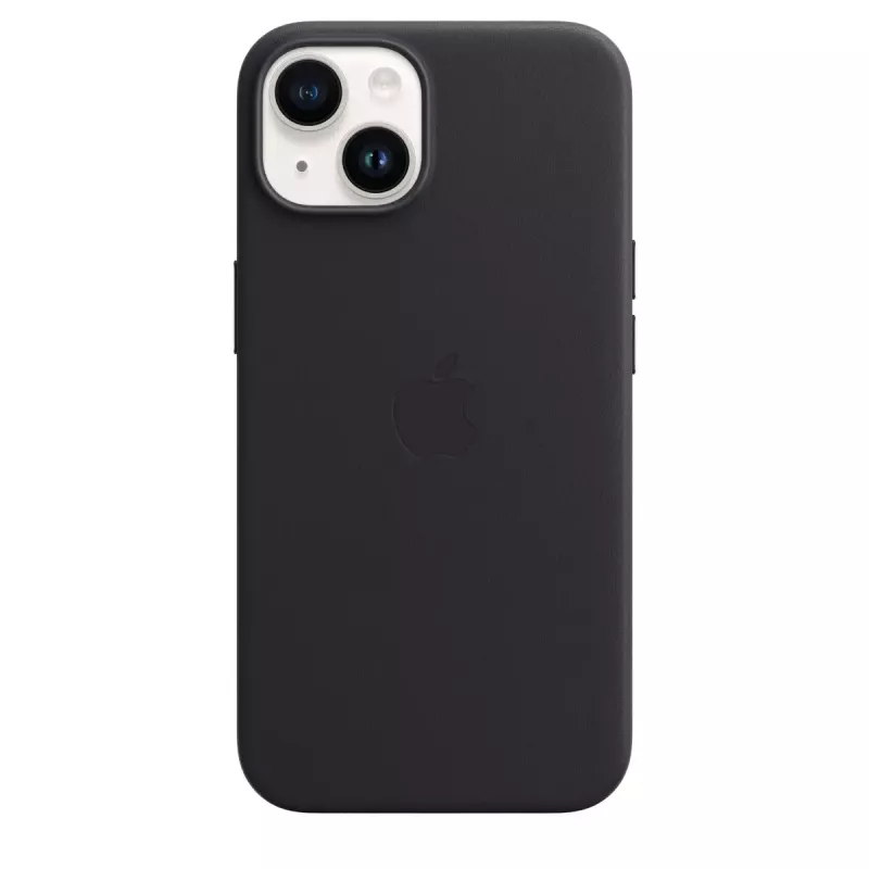 Hoes Apple iPhone 14 leren case met MagSafe middernacht zwart
