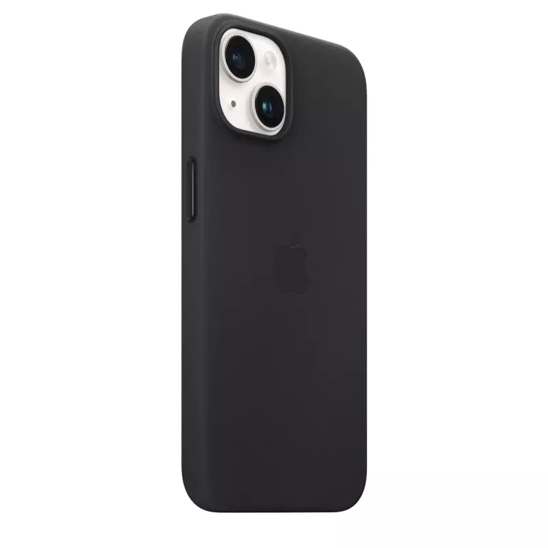 Hoes Apple iPhone 14 leren case met MagSafe middernacht zwart