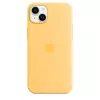 Silicone hoes Apple iPhone 14 Plus MagSafe Sunglow geel