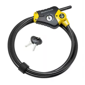 Verstelbaar beveiligingskabel Python MASTER LOCK 1,8 m x 10 mm zwart geel