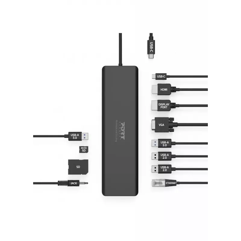 Laptop-dockingstation Port Replicator Port Designs 901906-W USB 3.2 Gen 2 Type-C zwart
