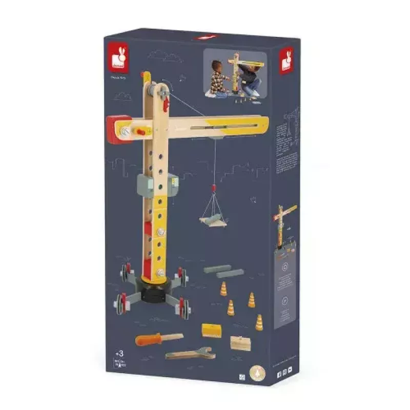 JANOD Grote hijskraan meerkleurig beukenhout 3-8 jaar