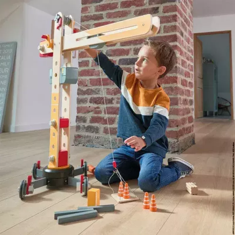 JANOD Grote hijskraan meerkleurig beukenhout 3-8 jaar