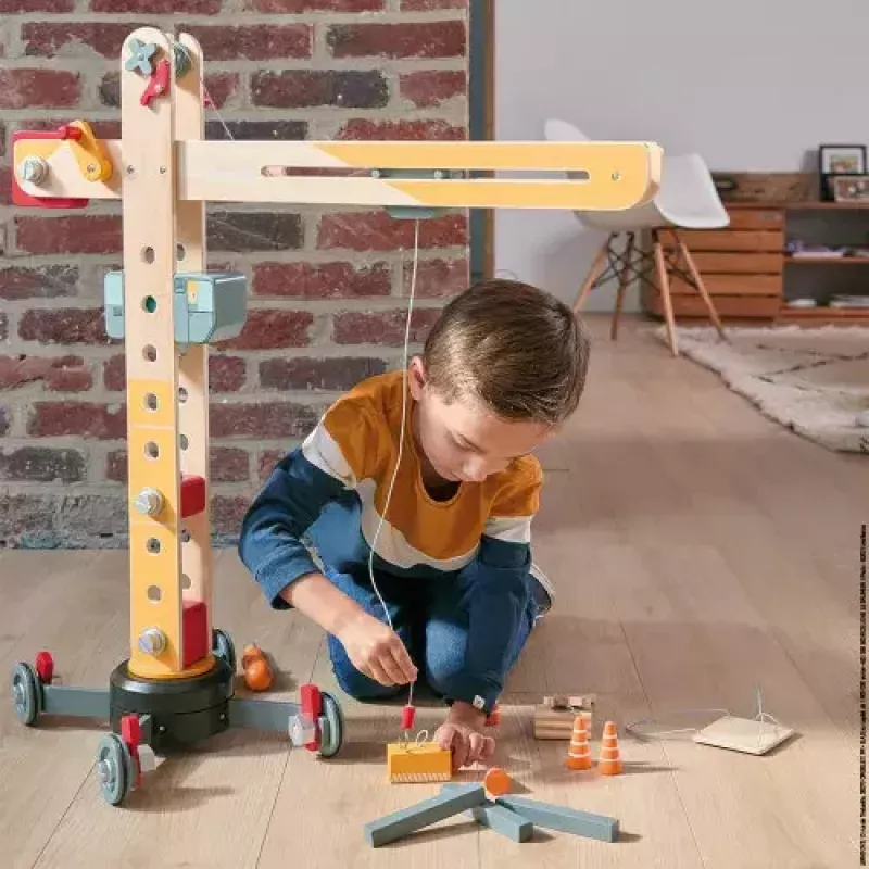 JANOD Grote hijskraan meerkleurig beukenhout 3-8 jaar
