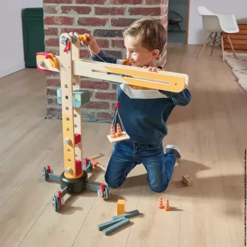 JANOD Grote hijskraan meerkleurig beukenhout 3-8 jaar