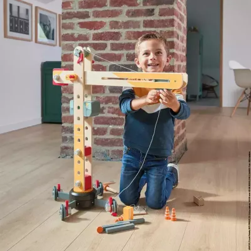 JANOD Grote hijskraan meerkleurig beukenhout 3-8 jaar