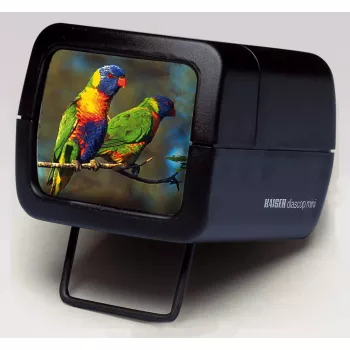 Diaprojector KAISER 2010 — compacte 3x vergroting, 75×105×60 mm, 1,5 V batterij