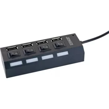 USB-hub Schwaiger UH4013 2.0 480 Mbit/s zwart
