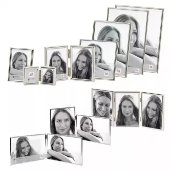 Walther Chloe WD219VS dubbele fotolijst, 2 x 9 x 13 cm, zilver, liggend