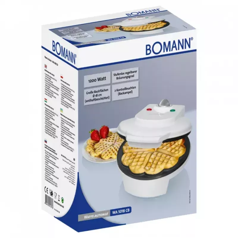 Wafelijzer Bomann WA 5018 CB 1 wafel 1200 W wit