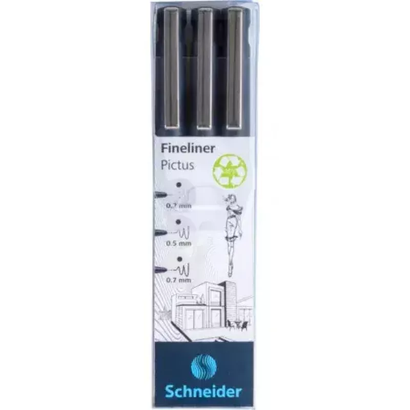 Fineliner Schneider Pictus zwart 3 stuks