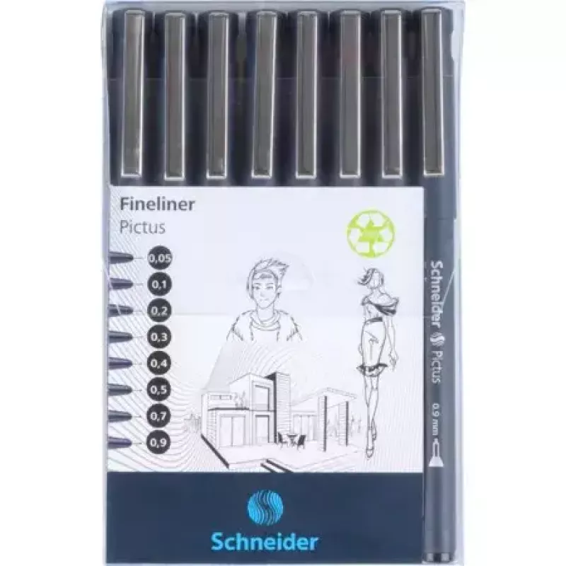 Fineliner Schneider Schreibgeräte Pictus zwart 8 stuks