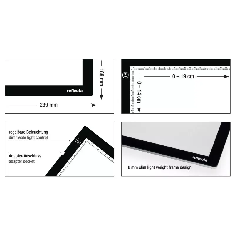 Enkelbeeldhouder Reflecta LED Light Pad A5 superslank zwart 19x14 cm