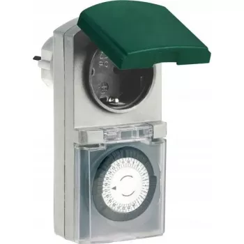 Mechanische timer REV model 0025700409 buiten zwart, analoog wijzerplaat voor schakelcircuits
