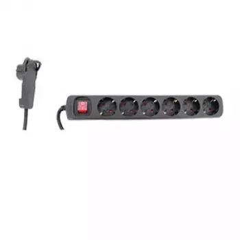 Verlengsnoer REV 12626514 2m 6 stopcontacten binnen zwart