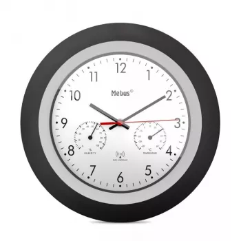 Digitaal uurwerk Mebus 19449 rond zwart wit batterij AA 30 cm