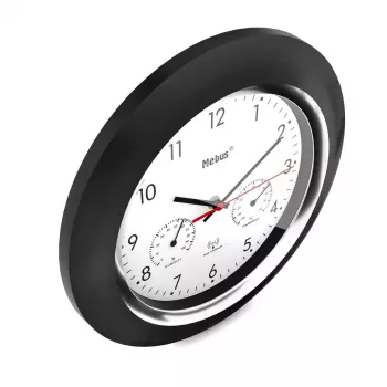 Digitaal uurwerk Mebus 19453 rond zwart wit batterij AA