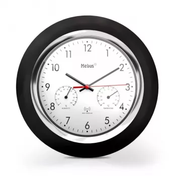Digitaal uurwerk Mebus 19453 rond zwart wit batterij AA