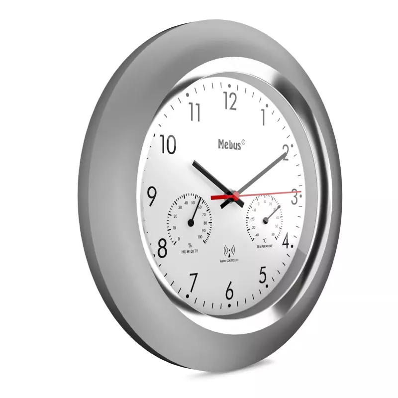 Digitaal uurwerk Mebus 19454 rond zilver wit batterij AA