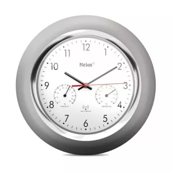 Digitaal uurwerk Mebus 19454 rond zilver wit batterij AA