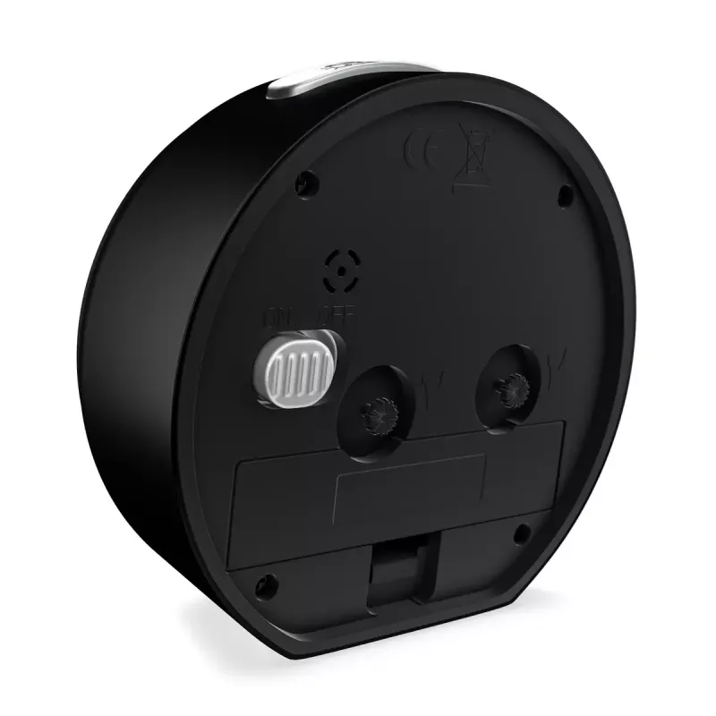 Kwartswekker Mebus 25806 rond zwart wit analoog batterij AA
