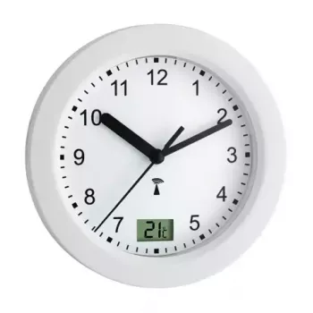 Wand-/tafelklok TFA 60.3501 — rond wit, 170×59 mm, AA 1,5V