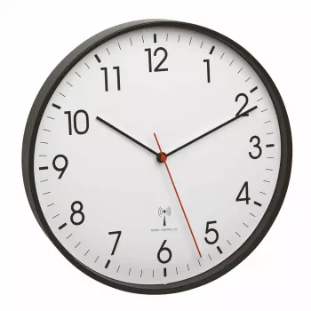 Kwartsuurwerk TFA-Dostmann 60.3537.01 rond zwart wand-/tafelklok