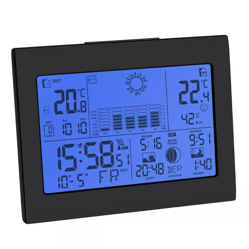 Binnen-/buitenthermometer hygrometer TFA-Dostmann Horizon zwart