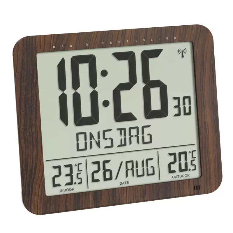 Digitale wekker TFA-Dostmann 60.4518.08 hout LCD 433 MHz