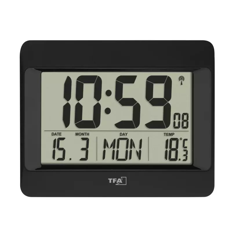 Digitale wekker TFA-Dostmann 60.4519.01 zwart batterijgevoed