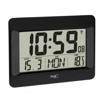 Digitale wekker TFA-Dostmann 60.4519.01 zwart batterijgevoed