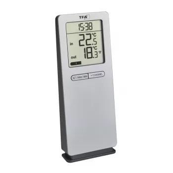 Elektronische omgevingsthermometer TFA-Dostmann 30.3071.54 binnen/buiten zilver