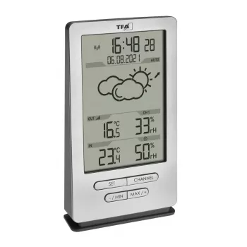 Elektronische omgevingsthermometer TFA-Dostmann 35.1162.54 binnen/buiten zwart zilver