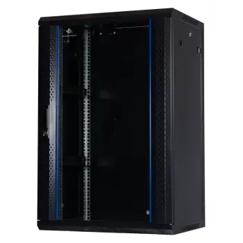 Wandgemonteerde kast Rockstable RS19-6418 18U 19 inch veiligheidsglas