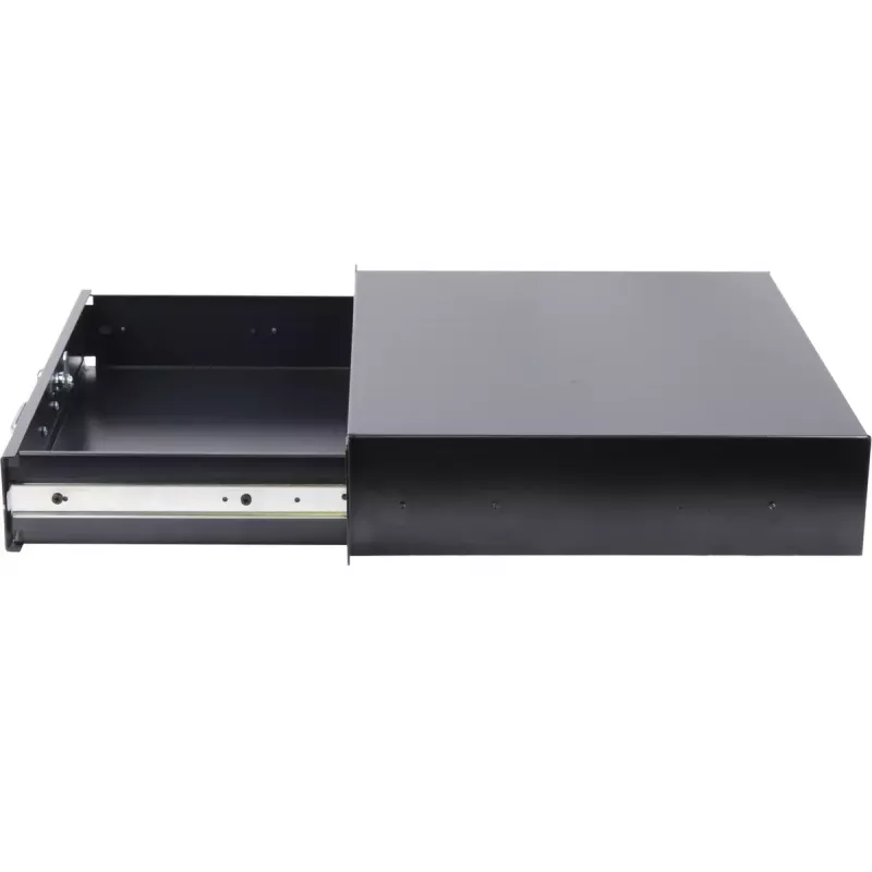 Lade-eenheid Rockstable 2 HE 19 inch afsluitbare lade staal zwart