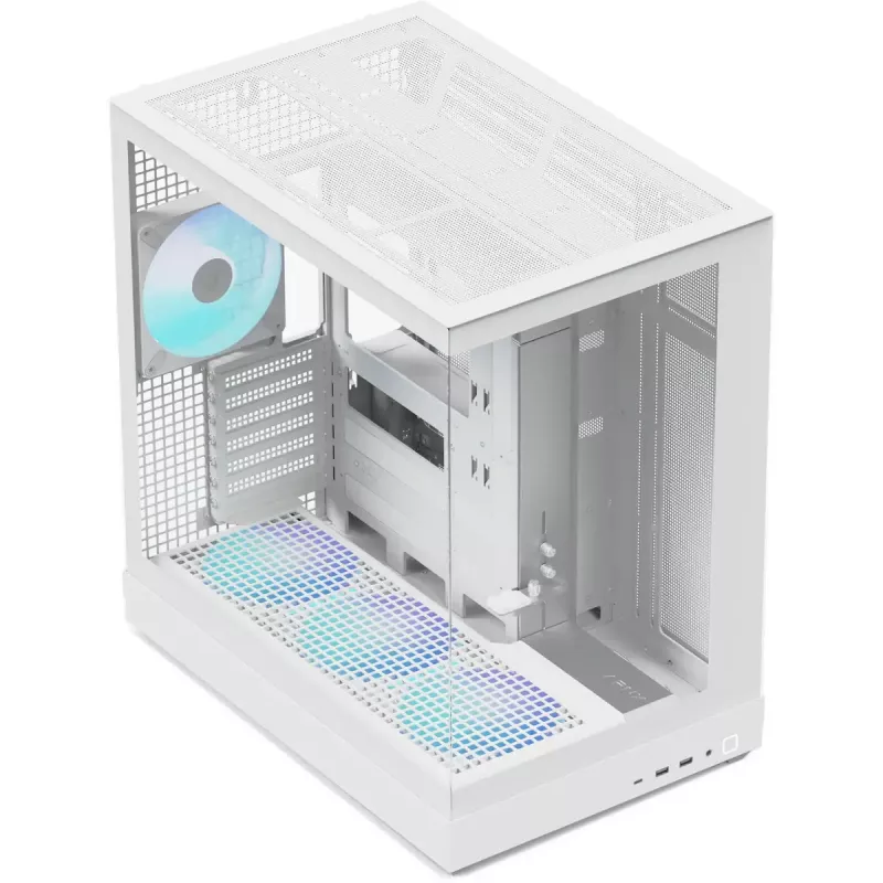 Tower-pc-behuizing APNX V2-F-WT-v1, wit, met drie tempered-glass panelen