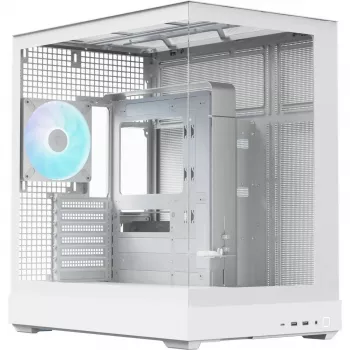 Tower-pc-behuizing APNX V2-F-WT-v1, wit, met drie tempered-glass panelen