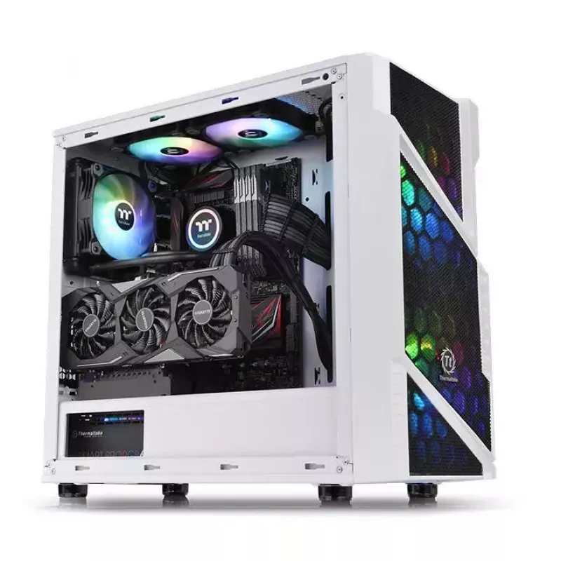 PC-behuizing Thermaltake Commander C31 TG Snow ARGB Edition midi tower zwart, wit