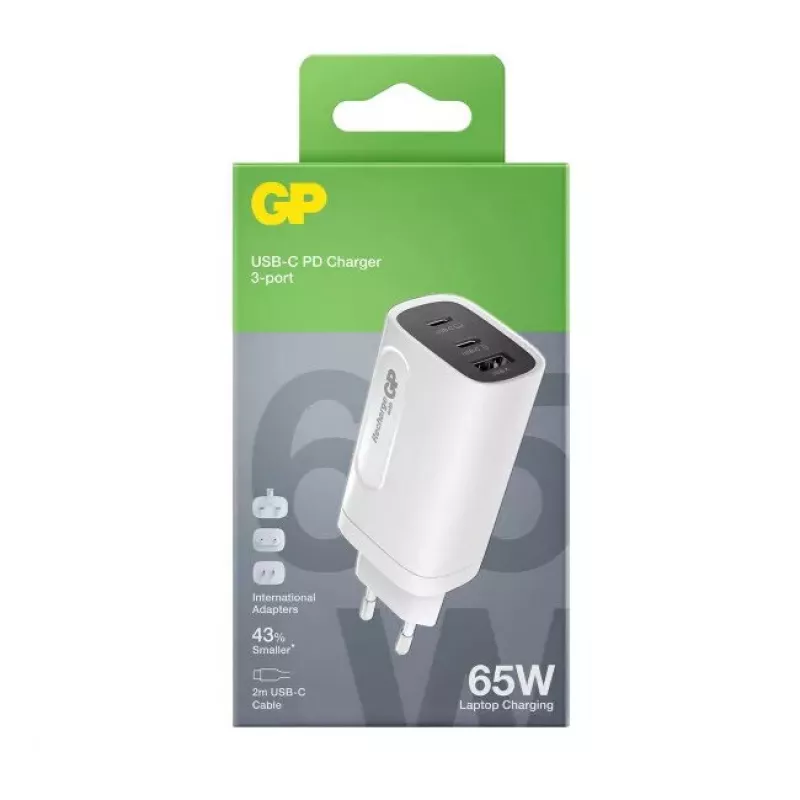 AC-oplader GP Batterijen GaN PD 65W USB-C overspanningsbeveiliging