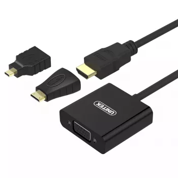 Unitek Y-6355 Micro/Mini HDMI naar VGA + Audio 3-in-1 adapter, zwart