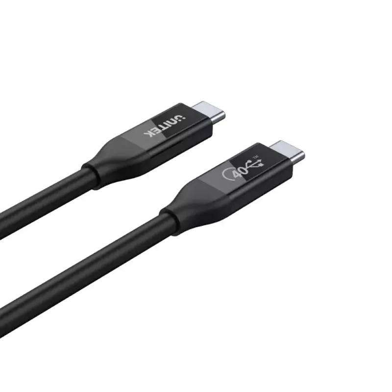 USB4 Gen 2x2 USB-C-kabel Unitek C14100BK-0.8M — 0,8 m, USB-C naar USB-C, 40 Gbit/s, zwart