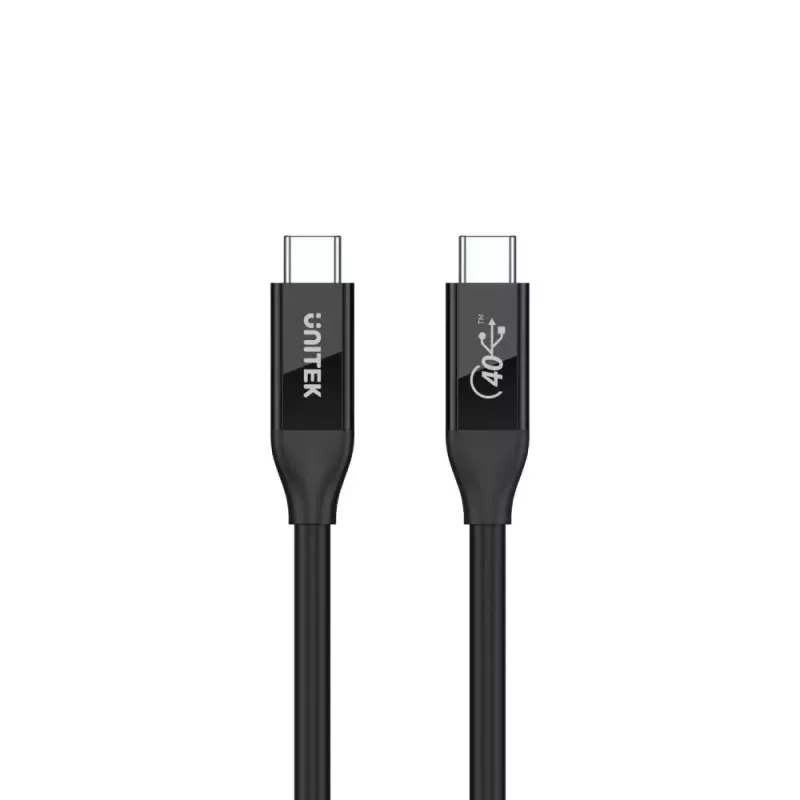 USB4 Gen 2x2 USB-C-kabel Unitek C14100BK-0.8M — 0,8 m, USB-C naar USB-C, 40 Gbit/s, zwart