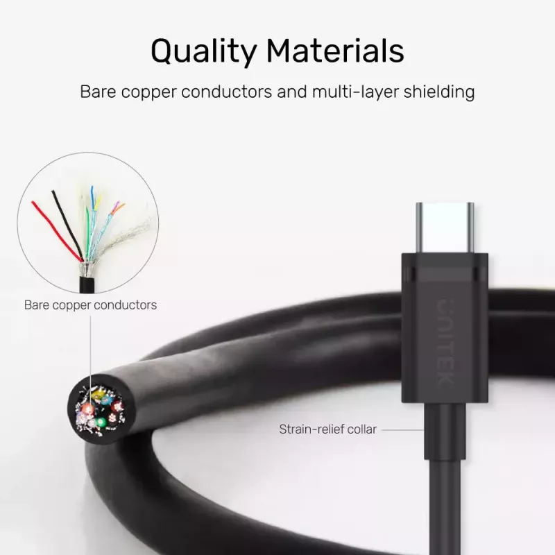UNITEK USB-kabel C14103BK-1.5M USB 3.2 Gen 1 USB A USB C zwart 1,5m