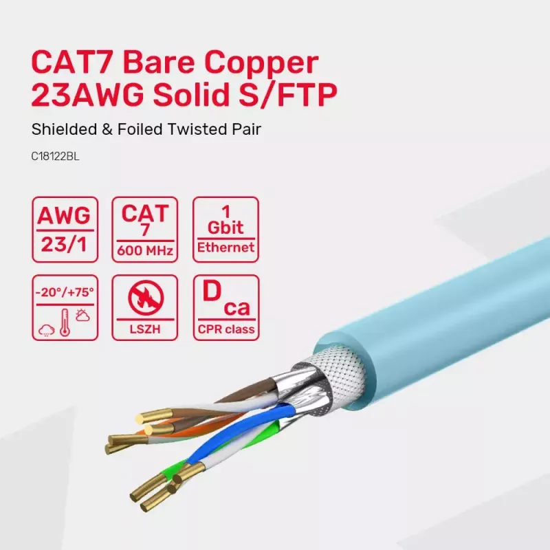 Netwerkkabel UNITEK C18122BL RJ45 Cat7 305m blauw